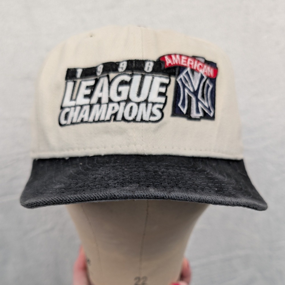 VTG NY Yankees New Era Hat Men's OSFA Cream 1998 League Champions Snapback 90s